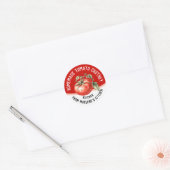 Zelfgemaakte tomatenchutney met rode tomaat ronde sticker (Envelop)