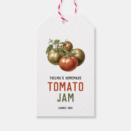 Zelfgemaakte tomatenjam preserve cadeaulabel (Voorkant)