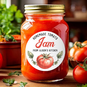 Zelfgemaakte Tomatenjam Vintage Inbliklabel Ronde Sticker