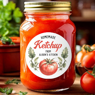 Zelfgemaakte tomatenketchup label waterverf tomaat