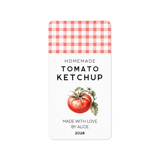 Zelfgemaakte tomatenketchup preserve label (Voorkant)