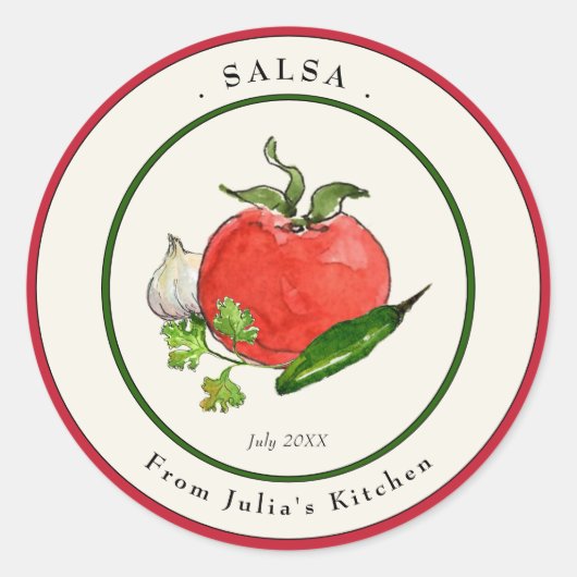 Zelfgemaakte tomatensalsa pot label (Voorkant)