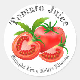 Zelfgemaakte tomatensap voedingslabel voor thuis ronde sticker