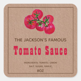 Zelfgemaakte Tomatensaus | Kraft Papier Inmaak Eti Vierkante Sticker