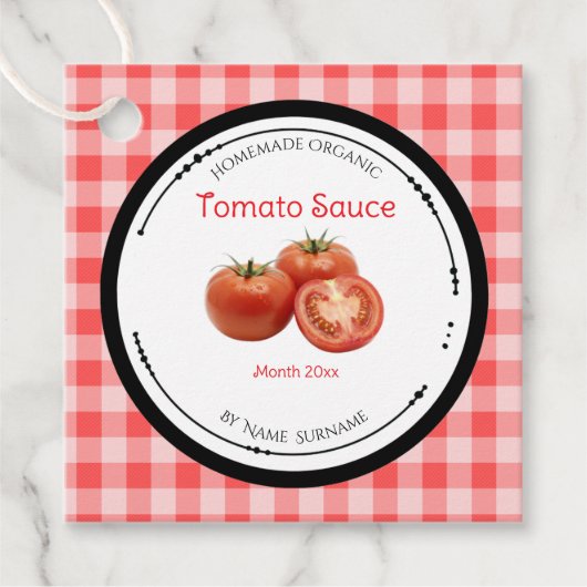 Zelfgemaakte Tomatensaus Label Met Ingredienten (Voorkant)