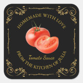 zelfgemaakte tomatensaus vierkant label (Voorkant)