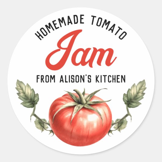 Zelfgemaakte Tomato Jam  Inblikken label (Voorkant)