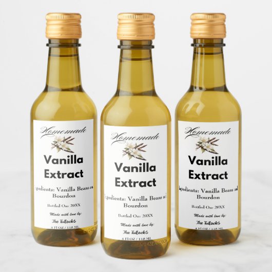 Zelfgemaakte Vanilla Extract Gift Gepersonaliseerd Wijn Etiket (Flessen)