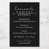 Zelfgemaakte Vanilla Extract Instructie zwart Voedselcontainer Etiket (Enkel label)