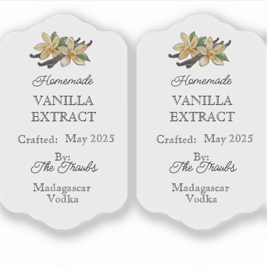 Zelfgemaakte Vanilla Extract Label Vinyl Sticker (Voorkant)
