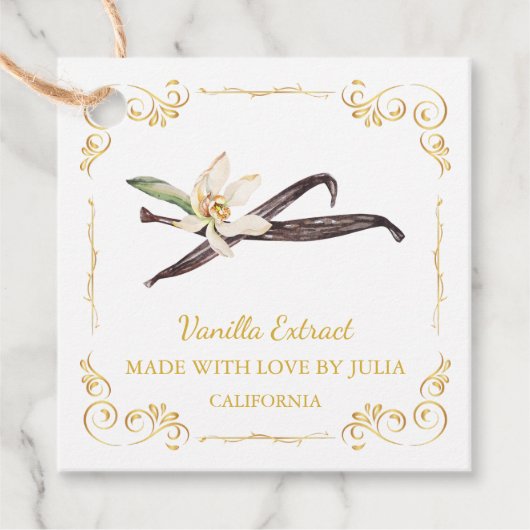 Zelfgemaakte Vanilla Extract Square Hang Label (Voorkant)