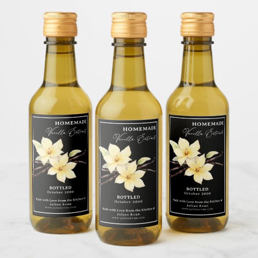 Zelfgemaakte Vanilla Extract Zwart Label Sticker (Flessen)