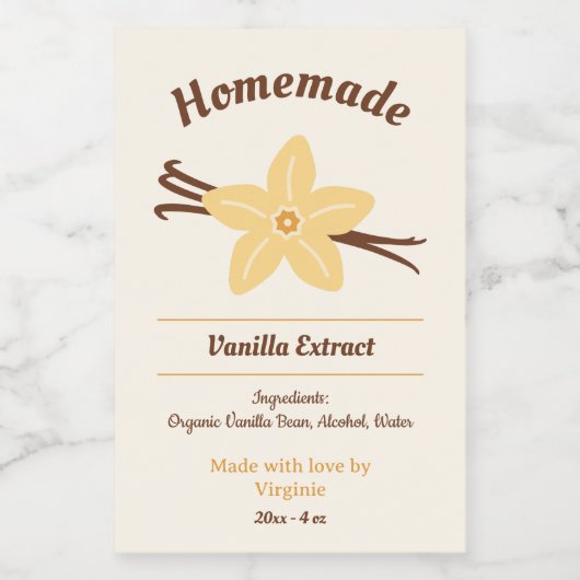 Zelfgemaakte vanille extract flesetiket Sticker (Enkel label)