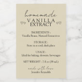 Zelfgemaakte vanille-extract instructie beige voedselcontainer etiket (Enkel label)