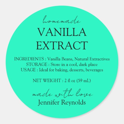 Zelfgemaakte Vanille-extract neon groene Instructi Ronde Sticker (Voorkant)