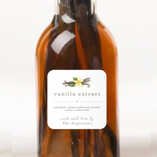 Zelfgemaakte Vanille Extract Square Gift Label