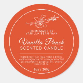 Zelfgemaakte vanille fruit punch kaars ingrediënte ronde sticker