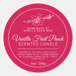 Zelfgemaakte vanille fruit punch kaars ingrediënte ronde sticker