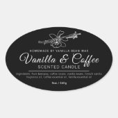 Zelfgemaakte vanille koffie kaars mono ingrediënte ovale sticker (Voorkant)