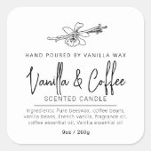 Zelfgemaakte vanille koffiekaars witte ingrediënte vierkante sticker (Voorkant)