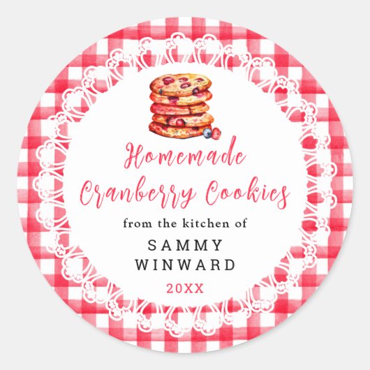 Zelfgemaakte Veenbeskoekjes Voedseletiket Ronde Sticker (Voorkant)