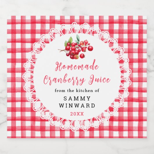 Zelfgemaakte veenbessensap Drink Likeurfles Etiket (Enkel label)