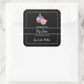 Zelfgemaakte vijg jam vierkant label zwart (Tas)