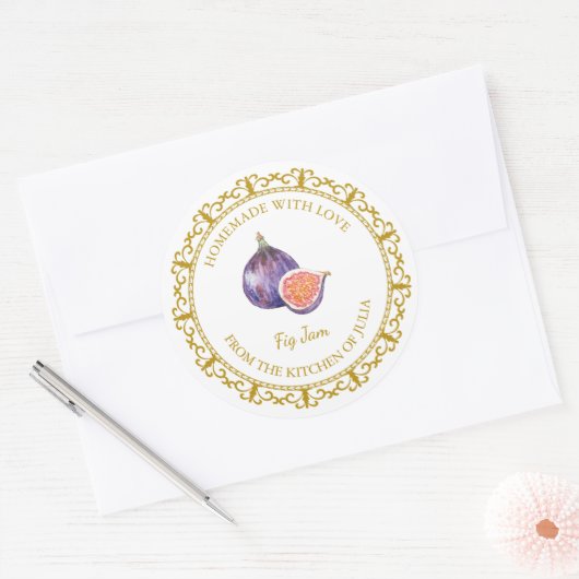 zelfgemaakte vijgenjam label l wit (Envelop)