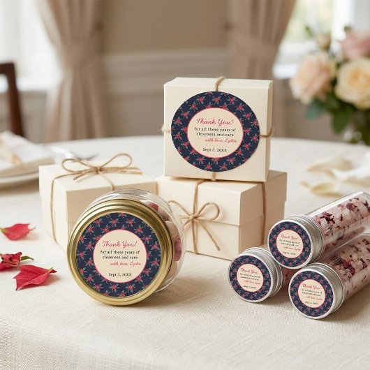 Zelfgemaakte Vintage Bloemen Bedank Sticker