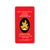 Zelfgemaakte Vlammende Aangepaste Hot Sauce Label  (Voorkant)