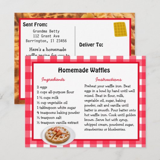 Zelfgemaakte Wafels Recept Kaart (Voorkant / Achterkant)