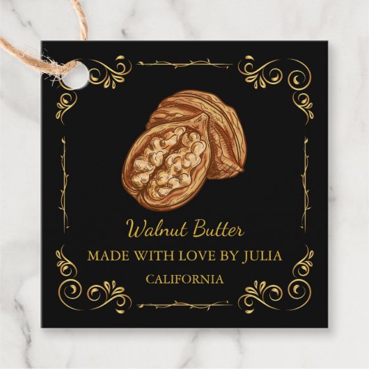  zelfgemaakte Walnut Butter Square Hang Label (Voorkant)