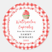 Zelfgemaakte Watermeloen Cupcakes Eten Label (Voorkant)