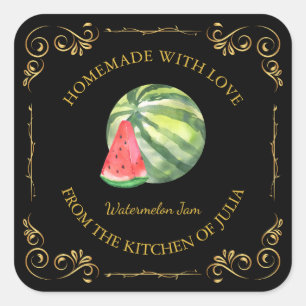 Zelfgemaakte Watermeloen Jam Square Label