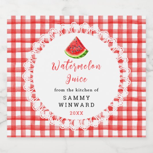 Zelfgemaakte watermeloensap Drink Likeurfles Etiket (Enkel label)