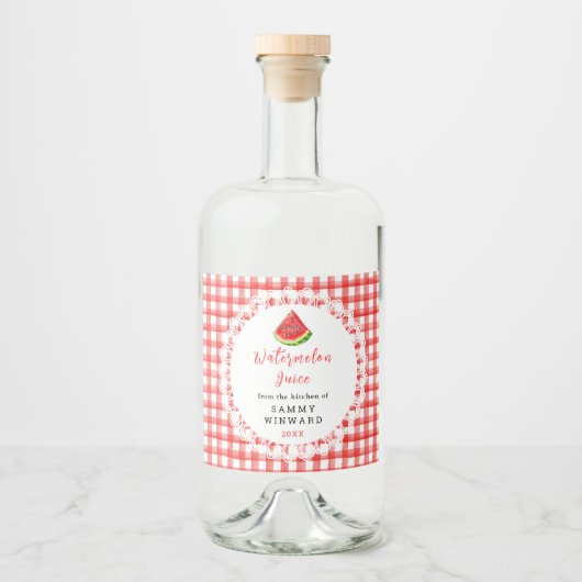 Zelfgemaakte watermeloensap Drink Likeurfles Etiket (Voorkant)