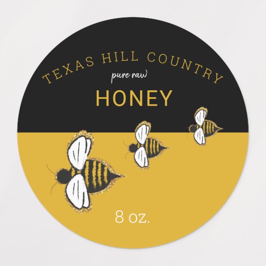 Zelfgemaakte Waterverf Bee Pure Raw Honey Labels (Design 2)