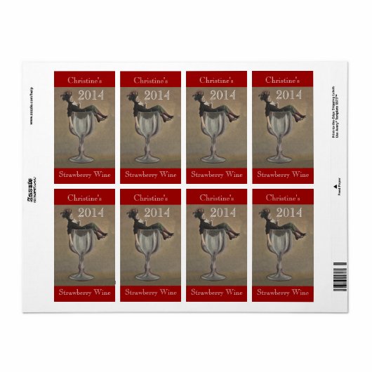 Zelfgemaakte wijn Antiek Fun Lady Labels Personali (Full Sheet)
