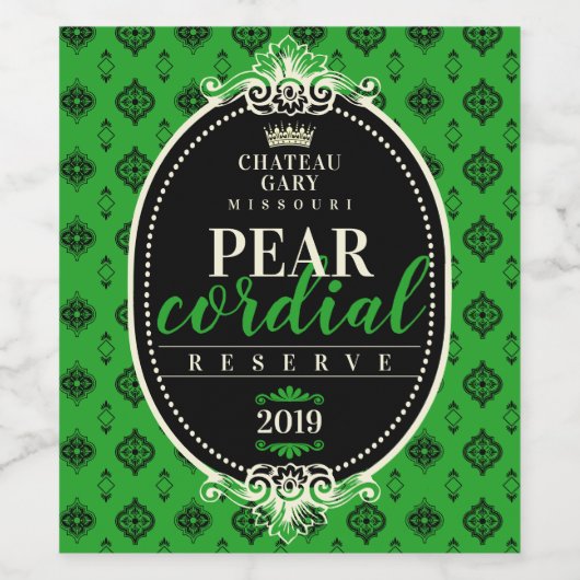 Zelfgemaakte wijn damast sierlijke huwelijksaanzoe wijn etiket (Enkel label)