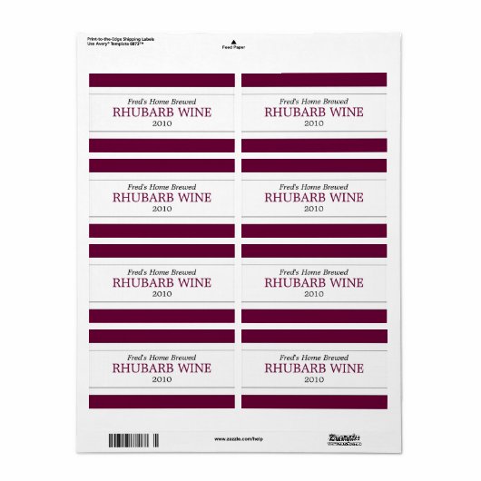 Zelfgemaakte wijn etiket (Full Sheet)