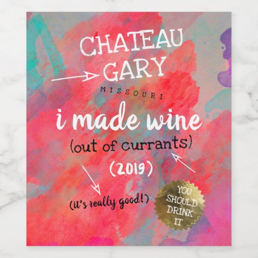 Zelfgemaakte wijn gepersonaliseerd label rommelige wijn etiket (Enkel label)