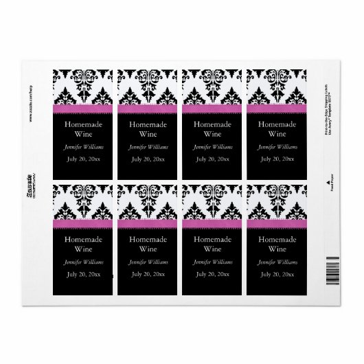 Zelfgemaakte wijn label (Full Sheet)