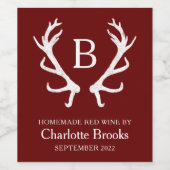 Zelfgemaakte wijn rustieke gewei Monogram Wijn Etiket (Enkel label)