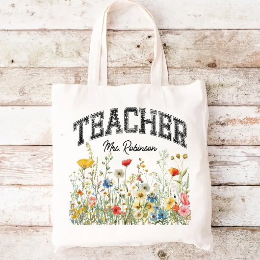 Zelfgemaakte Wilde Bloemen Leraren Tas, Cadeau voo Tote Bag
