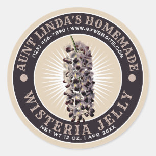  zelfgemaakte Wisteria Jelly Jam Ronde Sticker