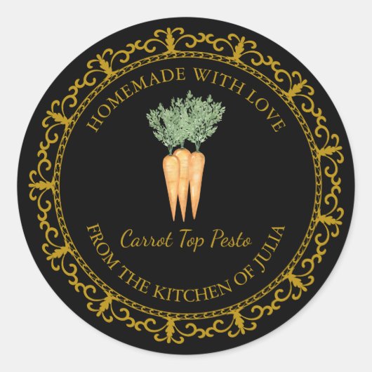  Zelfgemaakte Wortel Top Pesto Label L Zwart (Voorkant)