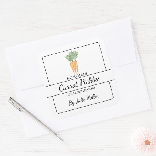 Zelfgemaakte wortel vierkant label (Envelop)