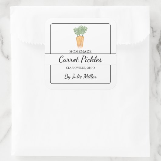 Zelfgemaakte wortel vierkant label (Tas)