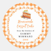 Zelfgemaakte Worteltaart Voedseletiket Ronde Sticker (Voorkant)