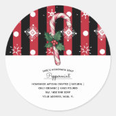 Zelfgemaakte Zeep Bedrijfs Candy Cane Kerst Label (Voorkant)